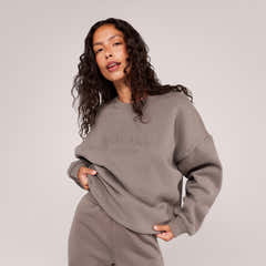 Schweres Oversized Campus-Sweatshirt – Mokka