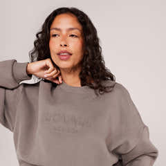 Schweres Oversized Campus-Sweatshirt – Mokka