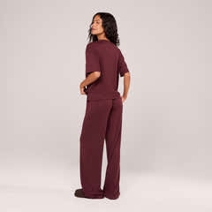 Loungewear-Set mit weitem Bein und weichem Griff – Schwarzer Kaffee