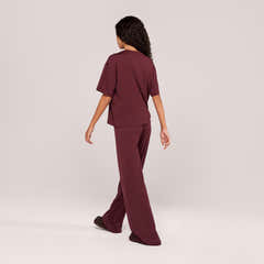 Loungewear-Set mit weitem Bein und weichem Griff – Schwarzer Kaffee