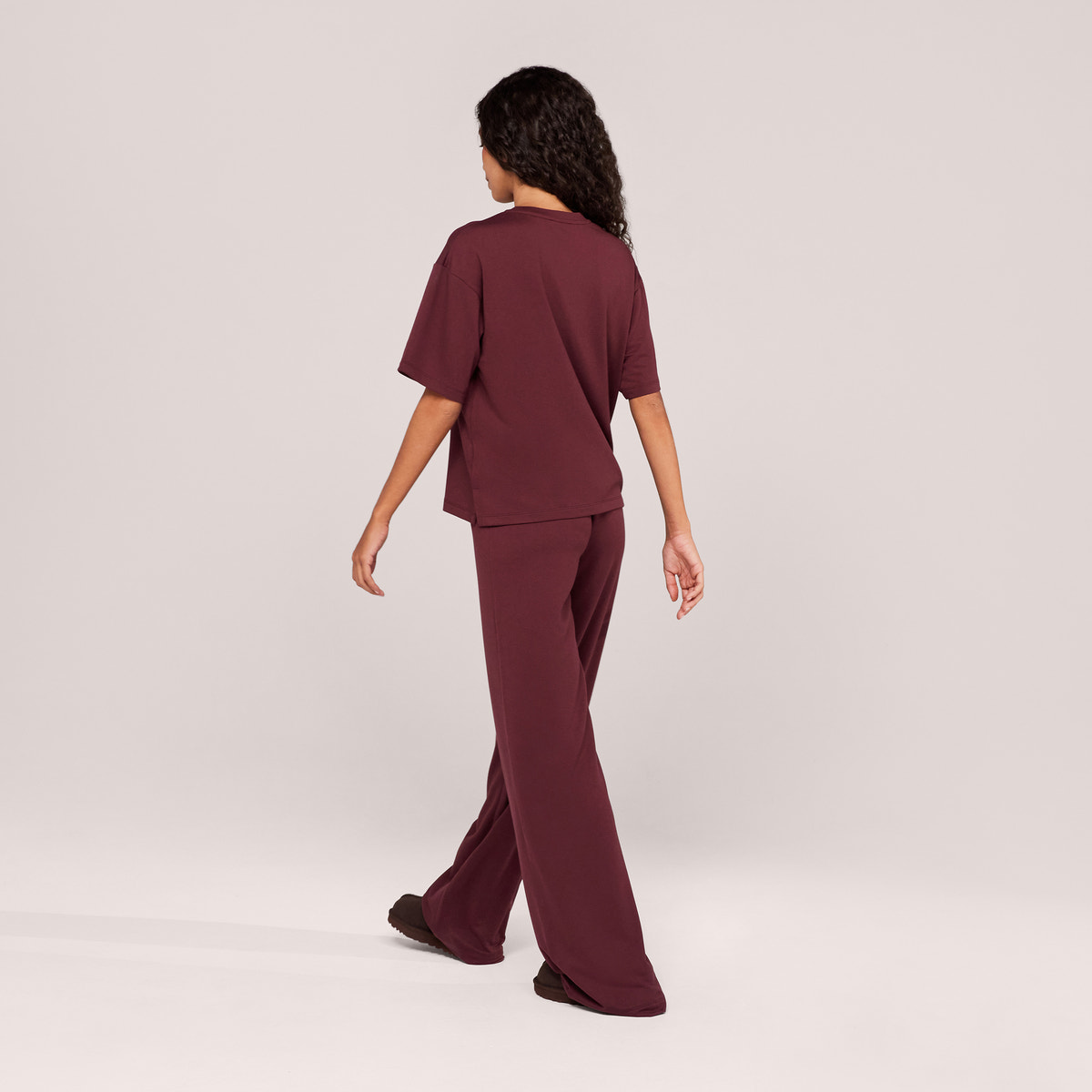 Loungewear-Set mit weitem Bein und weichem Griff – Schwarzer Kaffee
