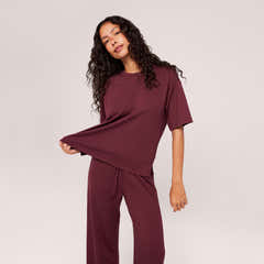 Loungewear-Set mit weitem Bein und weichem Griff – Schwarzer Kaffee