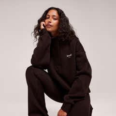 Schweres Sweatshirt mit 1/4-Reißverschluss – Mokka