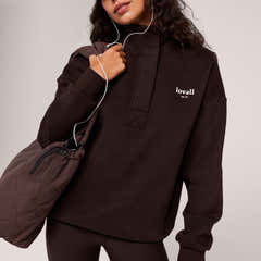 Schweres Sweatshirt mit 1/4-Reißverschluss – Mokka