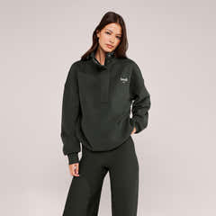 Schweres Sweatshirt mit 1/4-Reißverschluss – Mokka