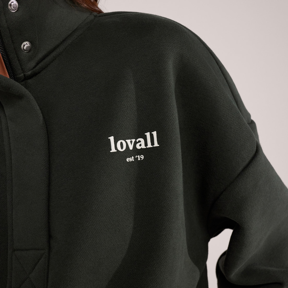 Schweres Sweatshirt mit 1/4-Reißverschluss – Mokka
