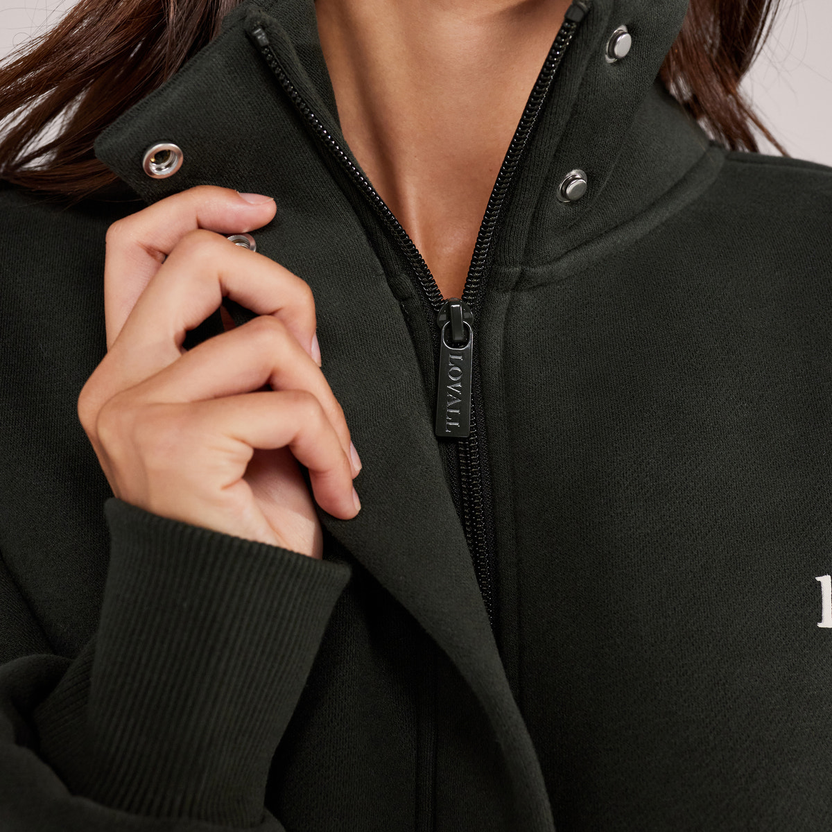 Schweres Sweatshirt mit 1/4-Reißverschluss – Mokka
