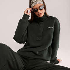 Schweres Sweatshirt mit 1/4-Reißverschluss – Mokka