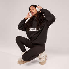 Loopback Varsity 1/4-Zip-Sweatshirt – Black Coffee