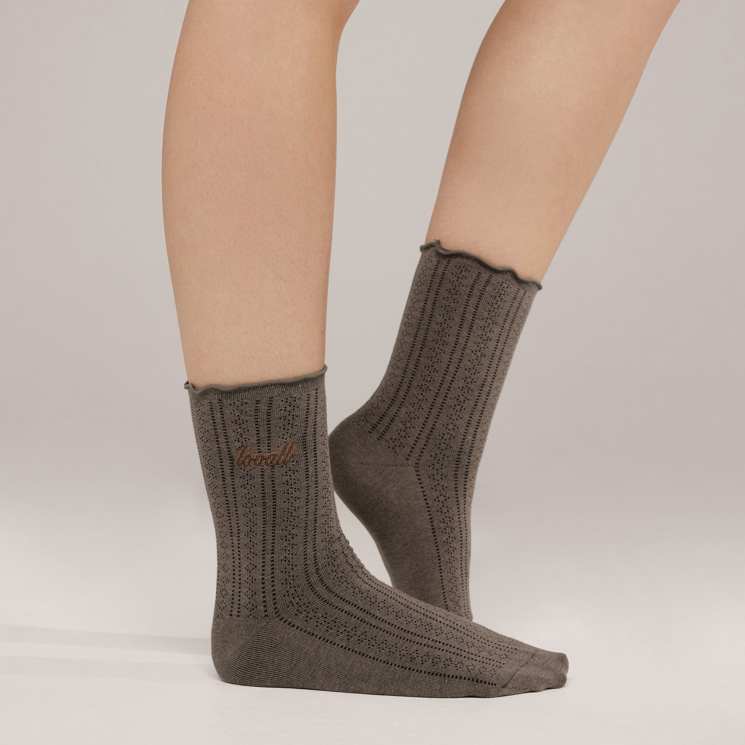 Pointelle-Socken im 2er-Pack – Espresso/Mokka