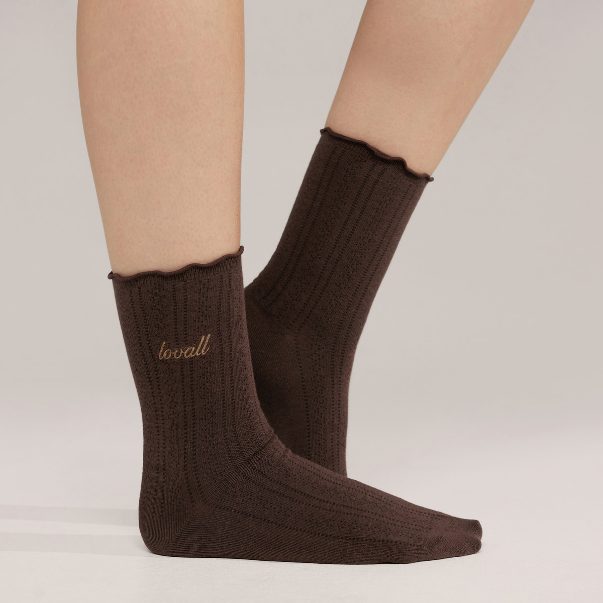 Pointelle-Socken im 2er-Pack – Espresso/Mokka