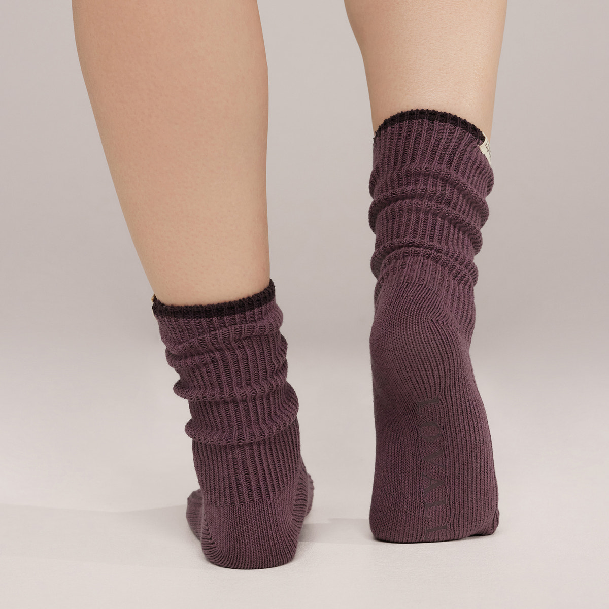 Gerippte Socken 2er-Pack – Weinrot/Malve