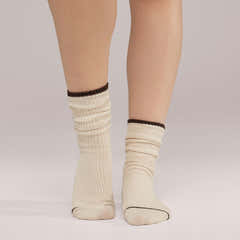 Gestrickte Rippensocken 2er-Pack – Schwarz/Kaffee/Beige