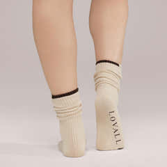 Gestrickte Rippensocken 2er-Pack – Schwarz/Kaffee/Beige