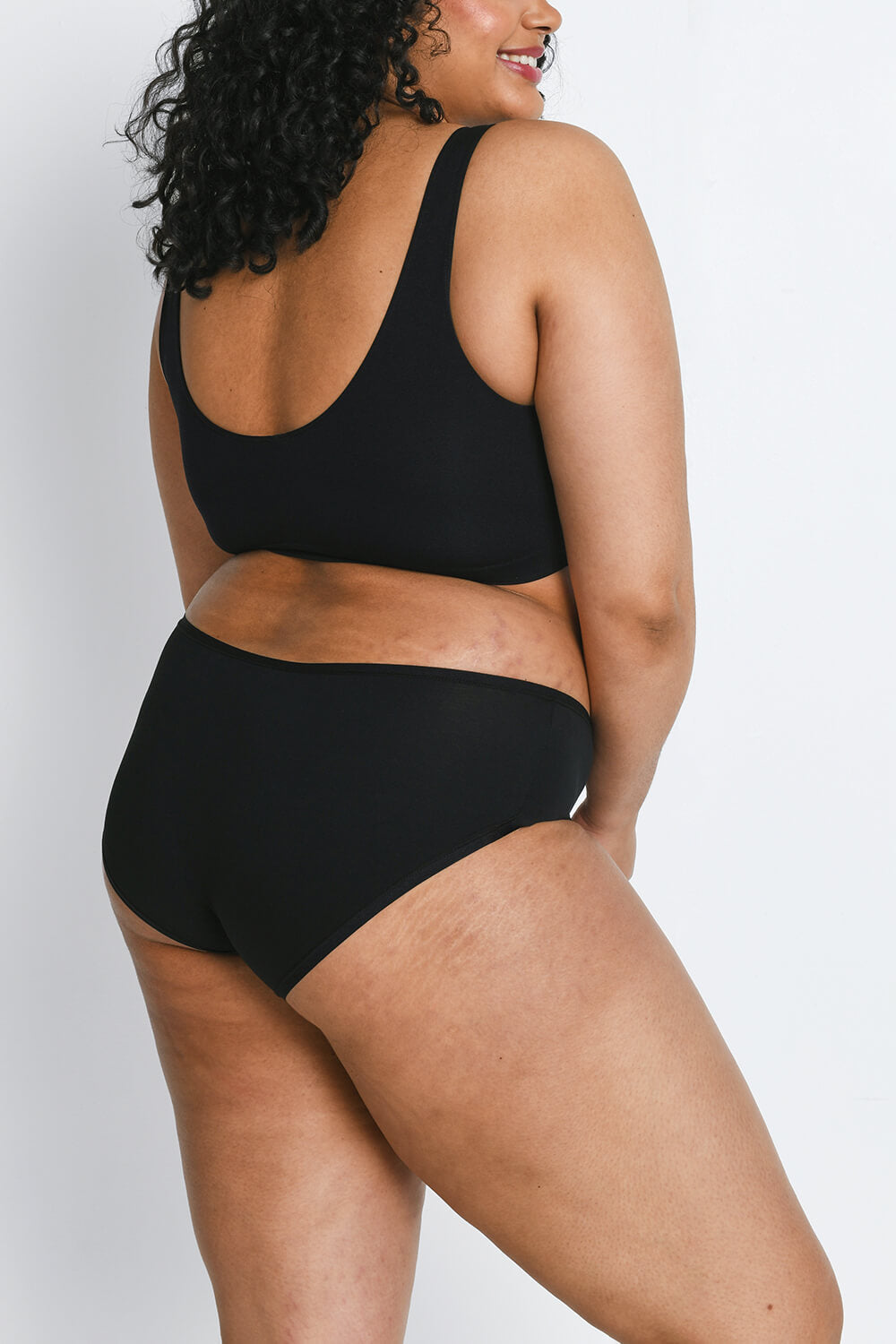 Kurve Baumwolle Midi Unterhose 3-Er Pack - Black