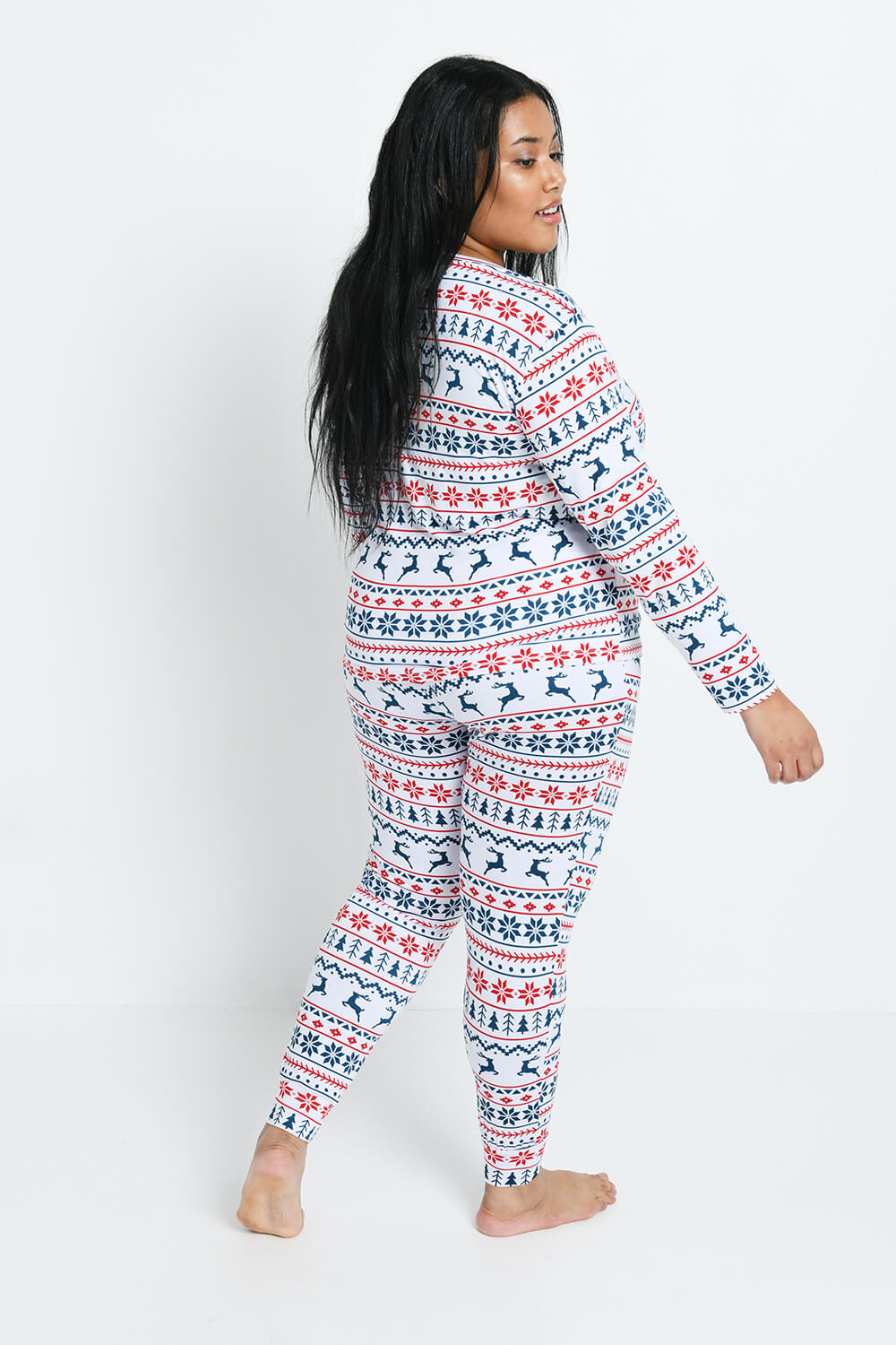Soft-Touch Pyjama Set  - Weißes Weihnachtsmuster
