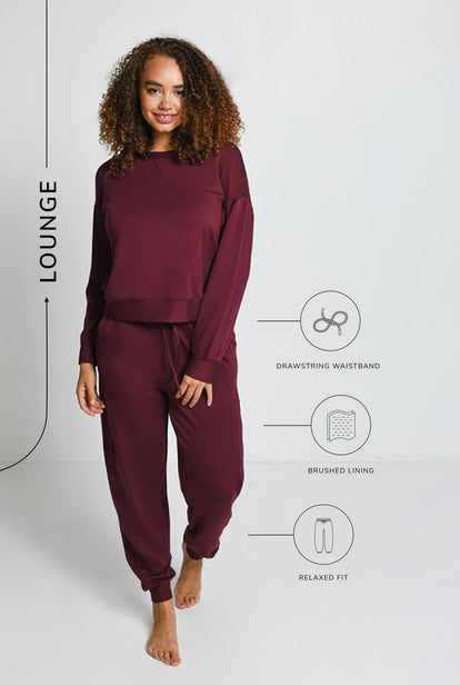 Luxus Lounge Jogginghose - Dark Cherry