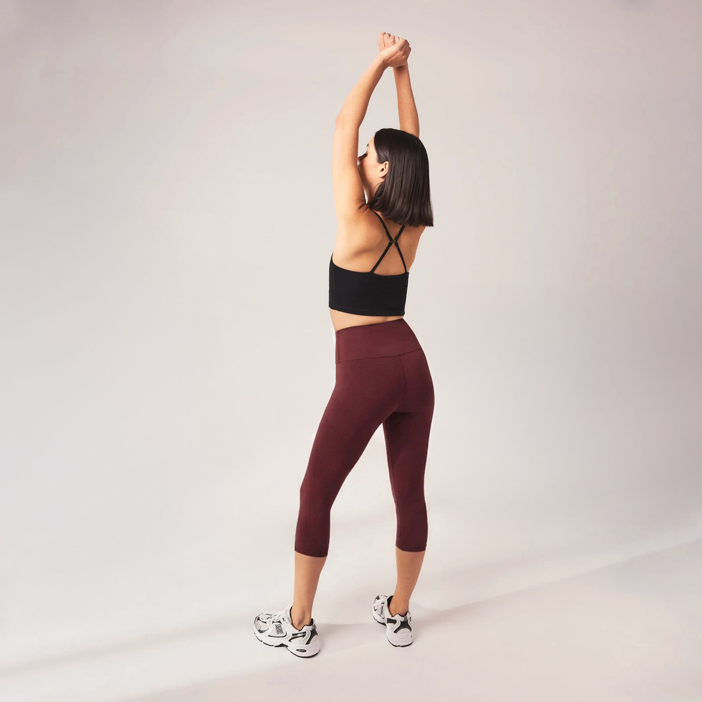 Cropped Leichte Leggings - Burgunderrot