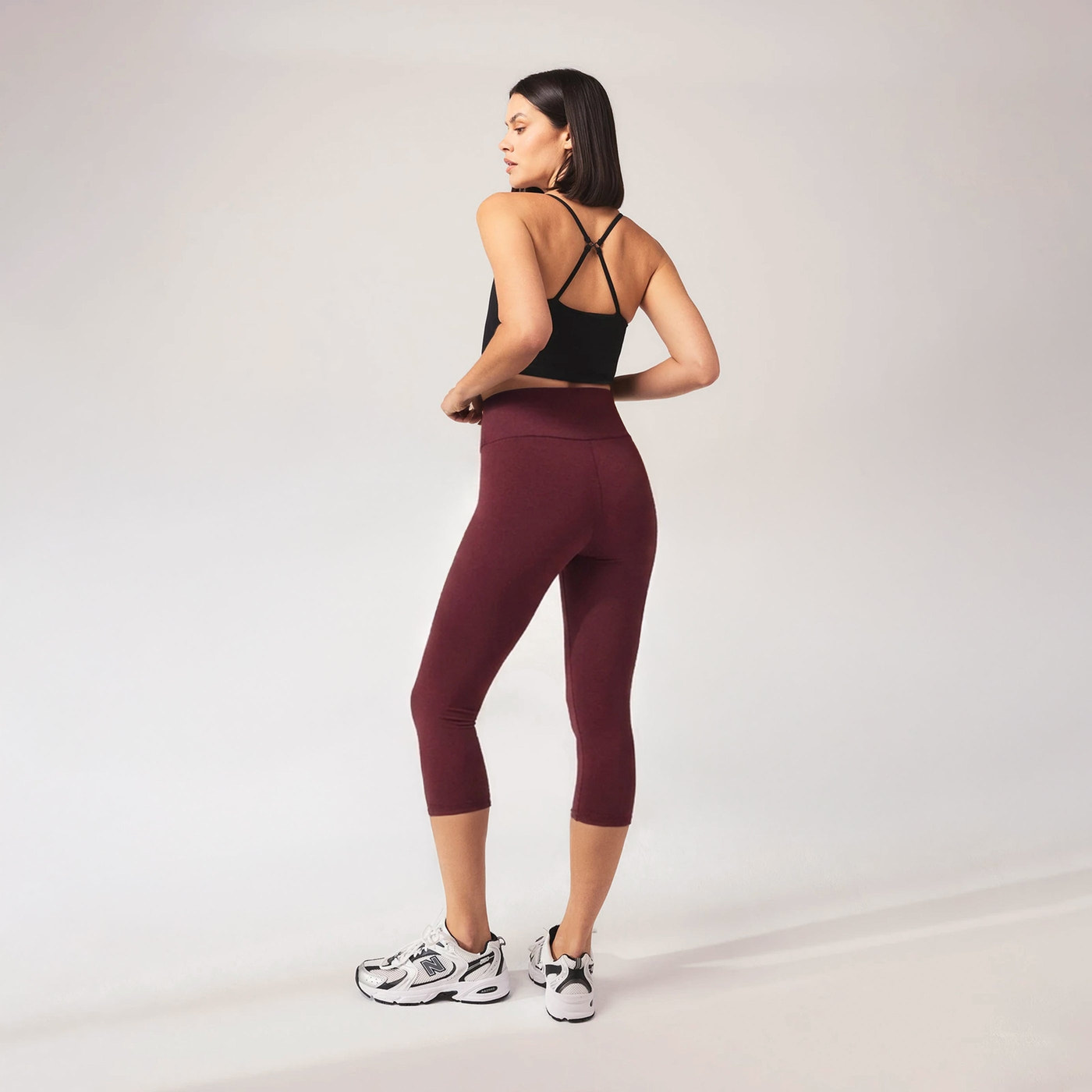 Cropped Leichte Leggings - Burgunderrot