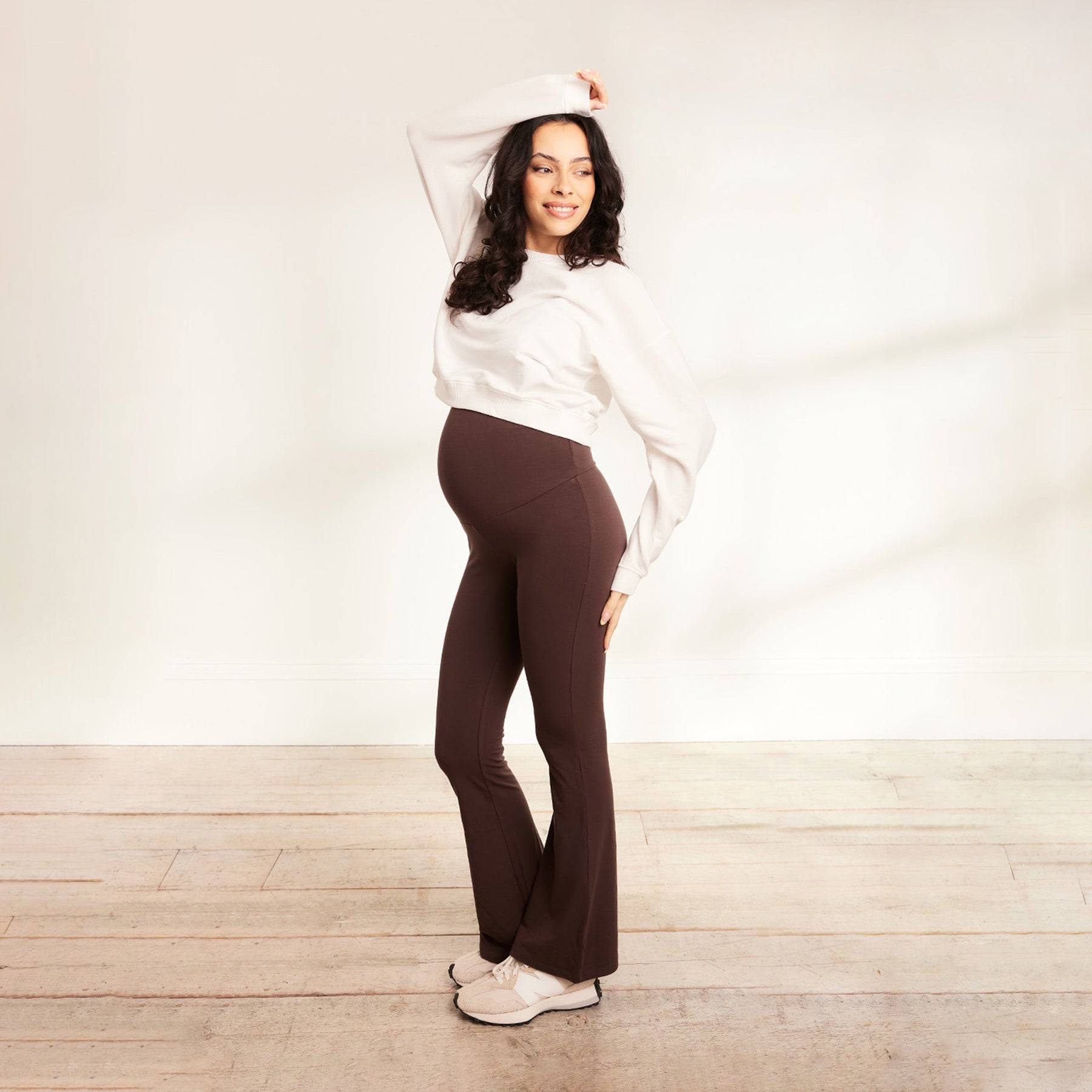 Leichte Umstands-Schlagleggings - Espresso-Braun