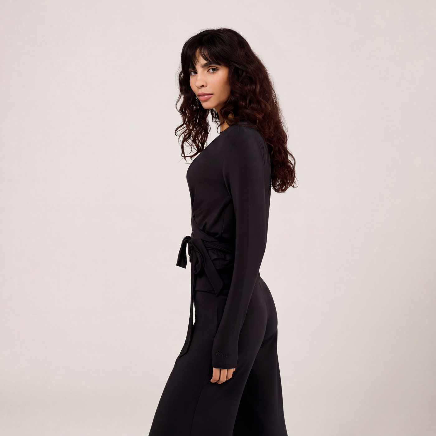 Lightweight Wrap Top - Black