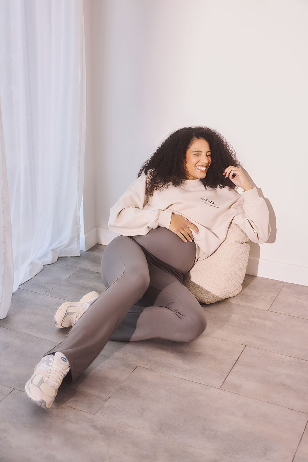 Leichte Umstandsleggings mit Schlag - Schiefergrün