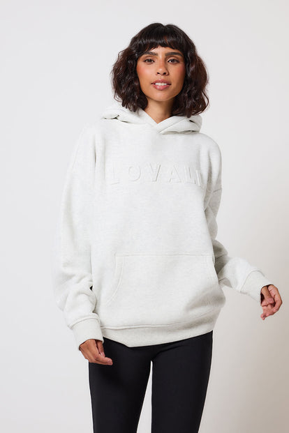 Schwergewicht Übergrößes Hoodie - Light Grey Marl