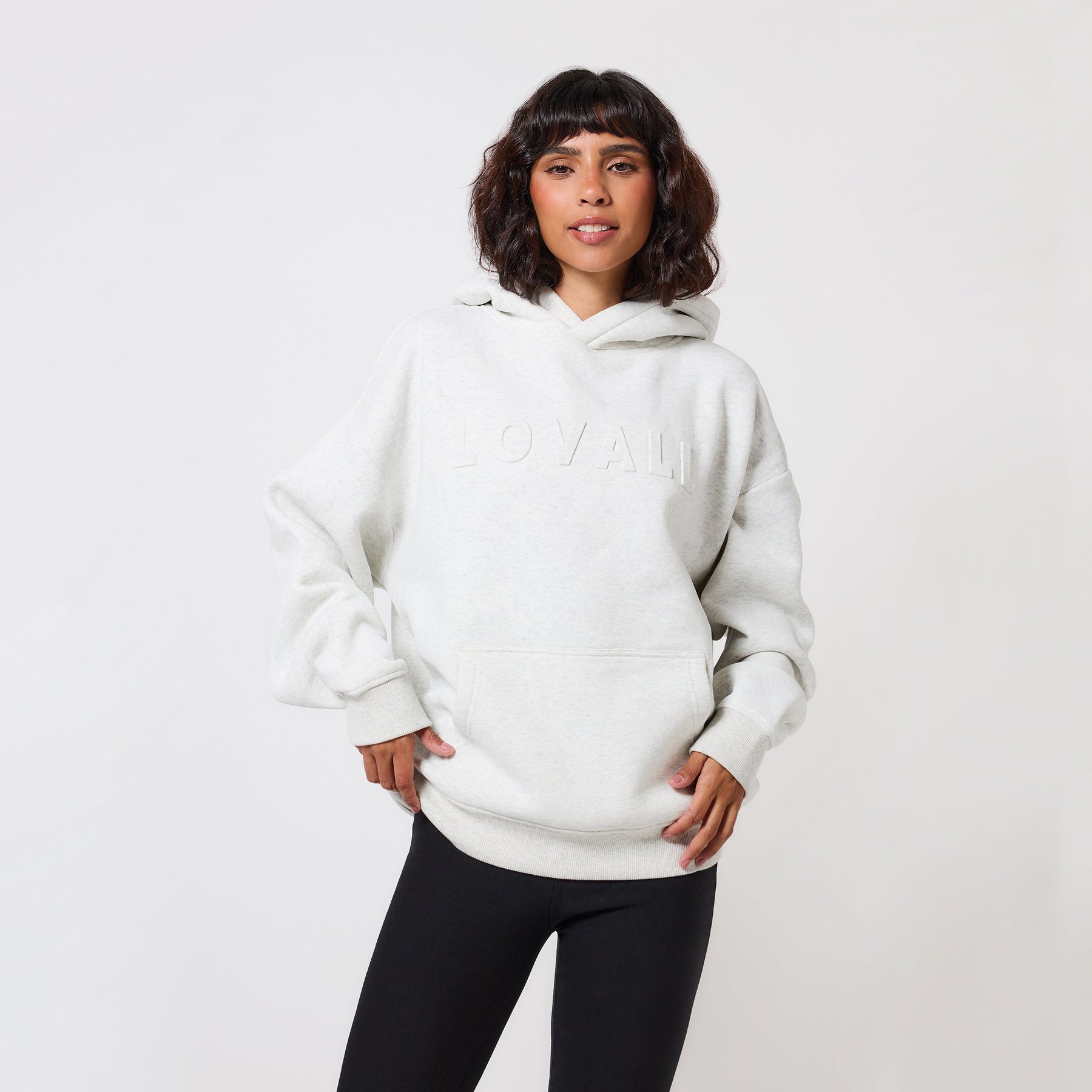 Schwergewicht Übergrößes Hoodie Curvy - Light Grey Marl