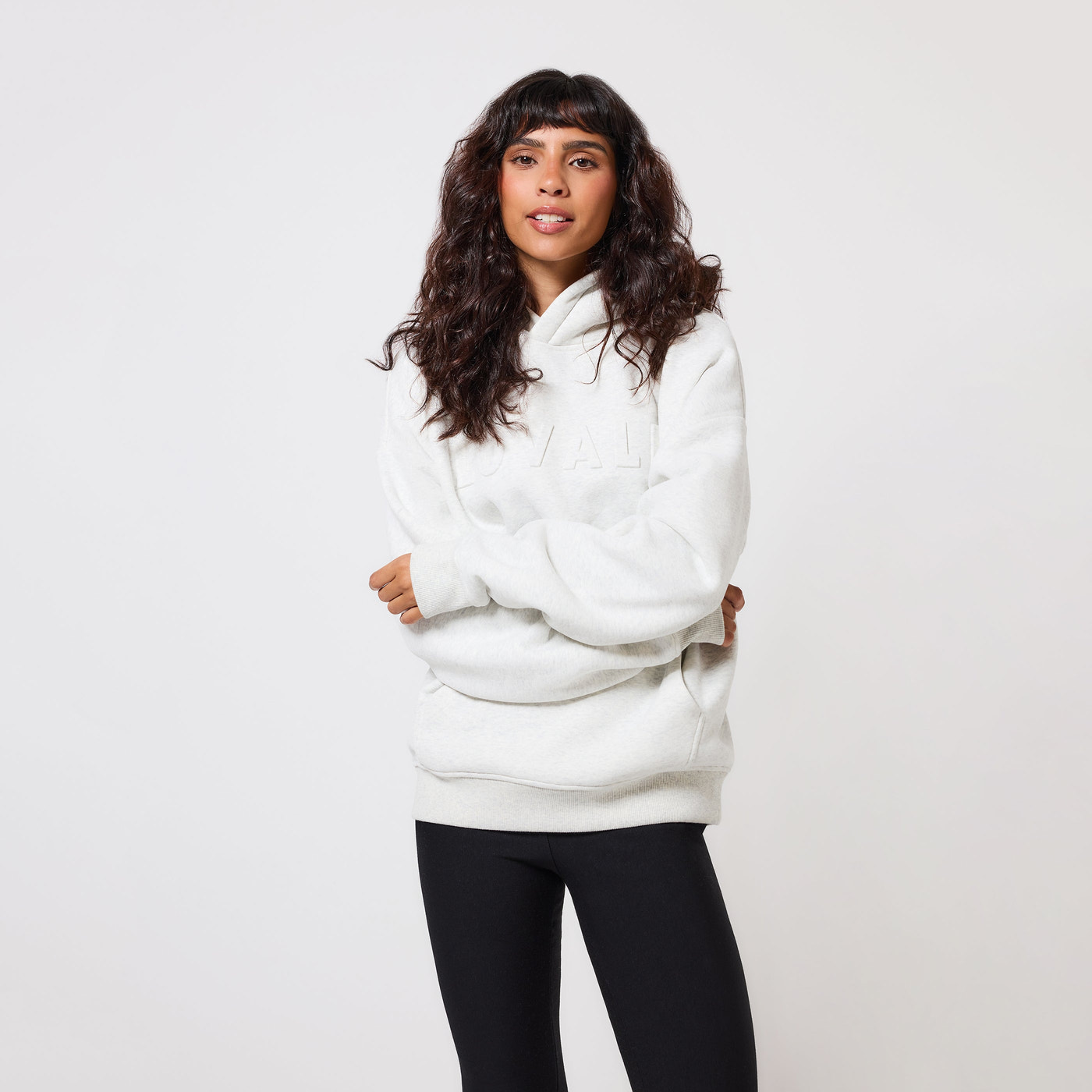 Schwergewicht Übergrößes Hoodie Curvy - Light Grey Marl