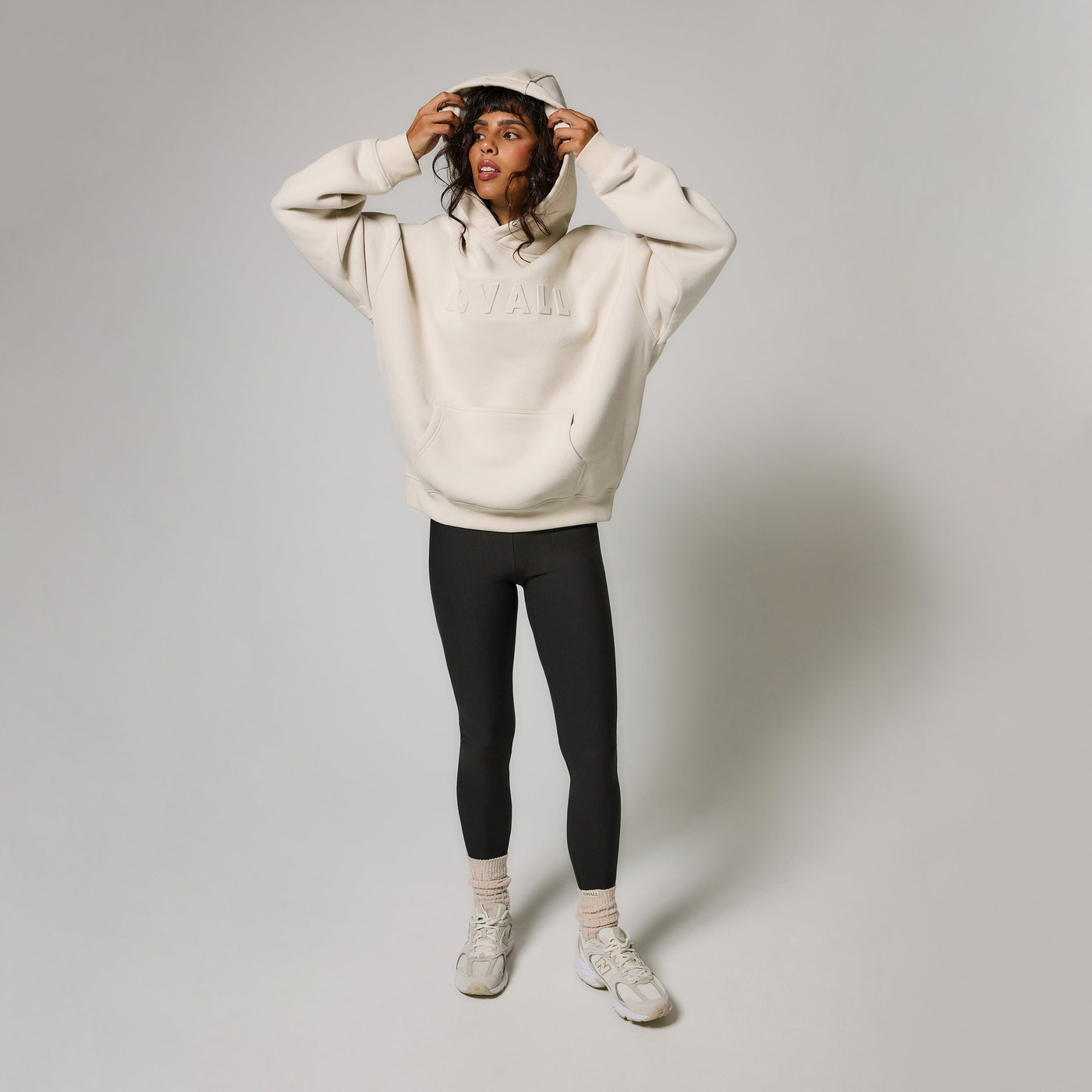 Schwergewicht Übergrößes Hoodie - Ecru