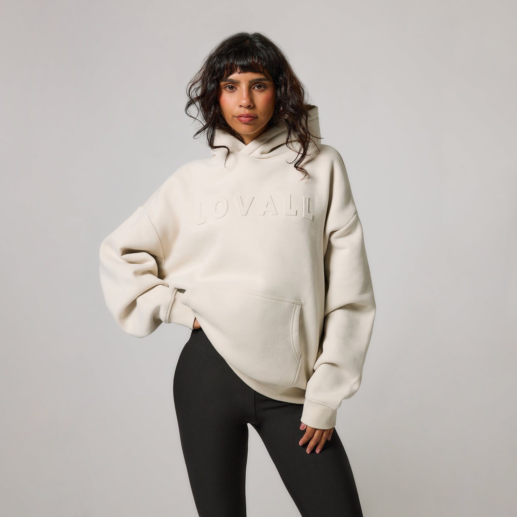 Schwergewicht Übergrößes Hoodie - Ecru