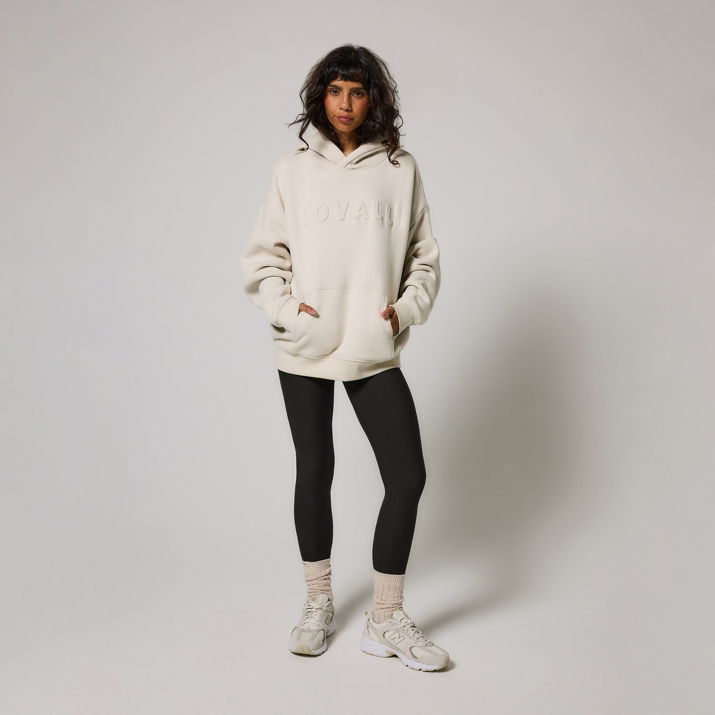 Schwergewicht Übergrößes Hoodie - Ecru