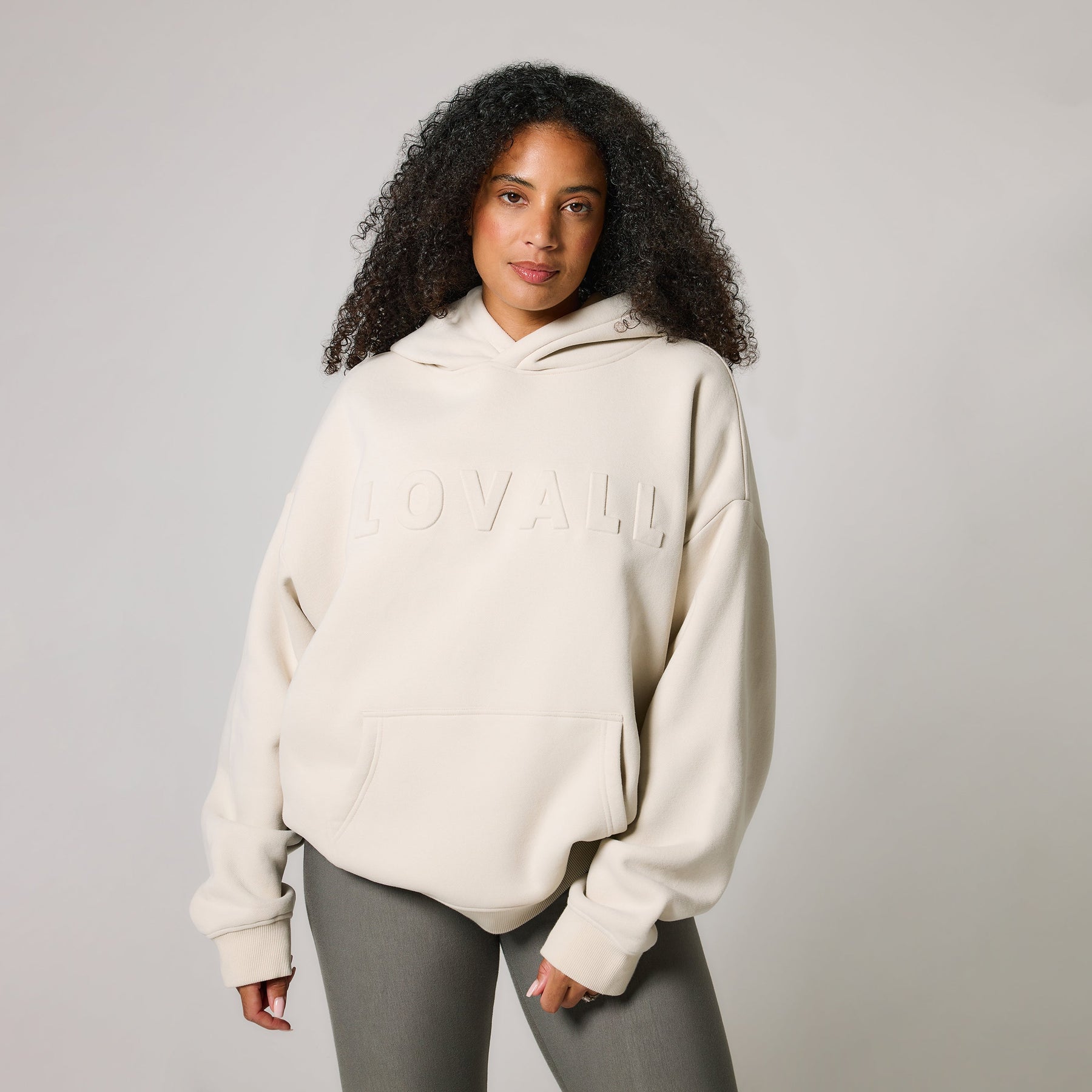 Schwergewicht Übergrößes Hoodie Curvy - Ecru