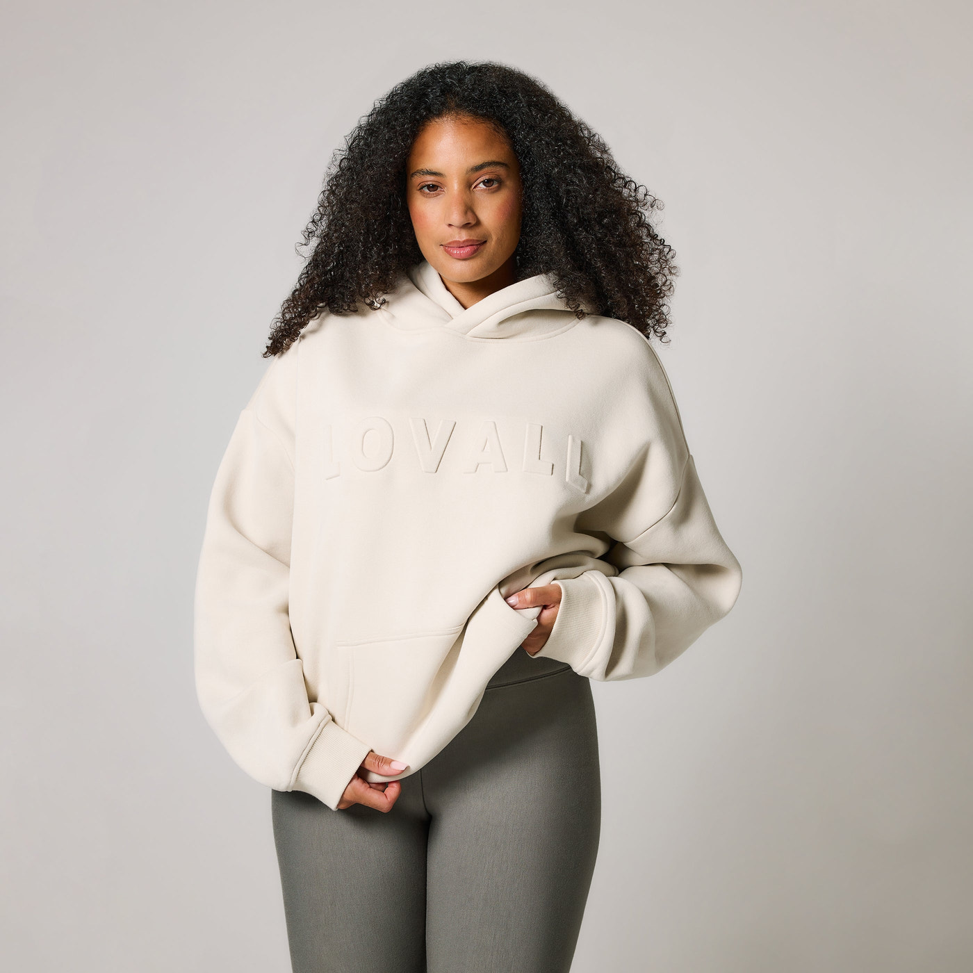Schwergewicht Übergrößes Hoodie Curvy - Ecru