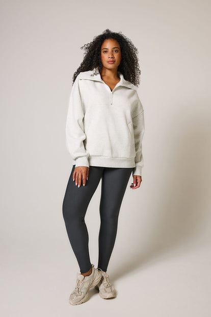 ALL SZN Übergröße 1/4 Zip Bio-Sweatshirt Curvy - Light Grey Marl