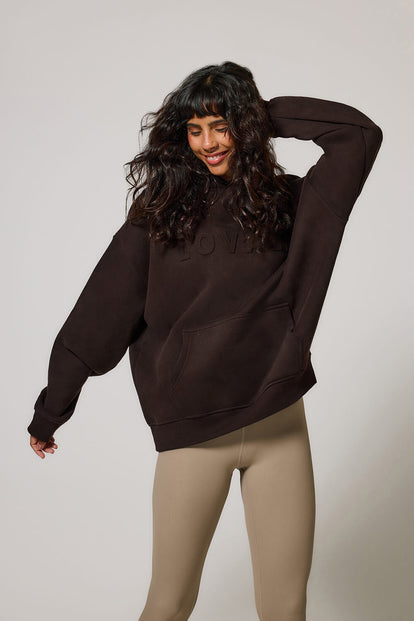 Schwergewicht Übergrößes Hoodie - Espresso Brown