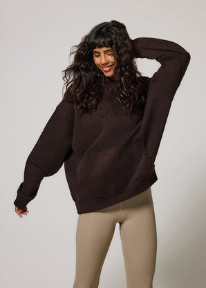Schwergewicht Übergrößes Hoodie Curvy - Espresso Brown