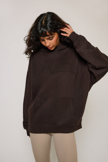 Schwergewicht Übergrößes Hoodie Curvy - Espresso Brown