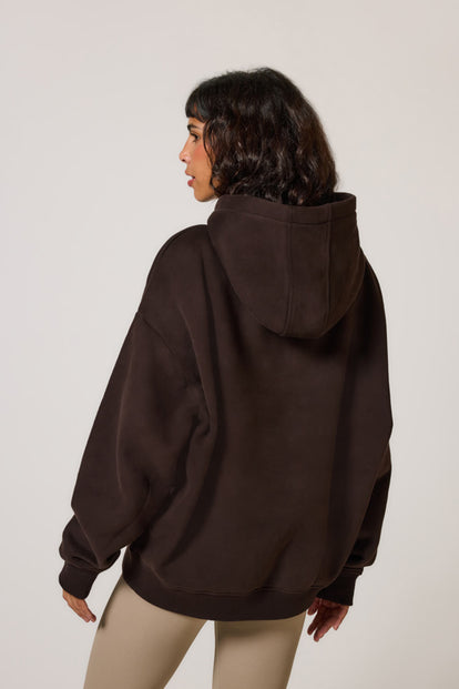 Schwergewicht Übergrößes Hoodie Curvy - Espresso Brown