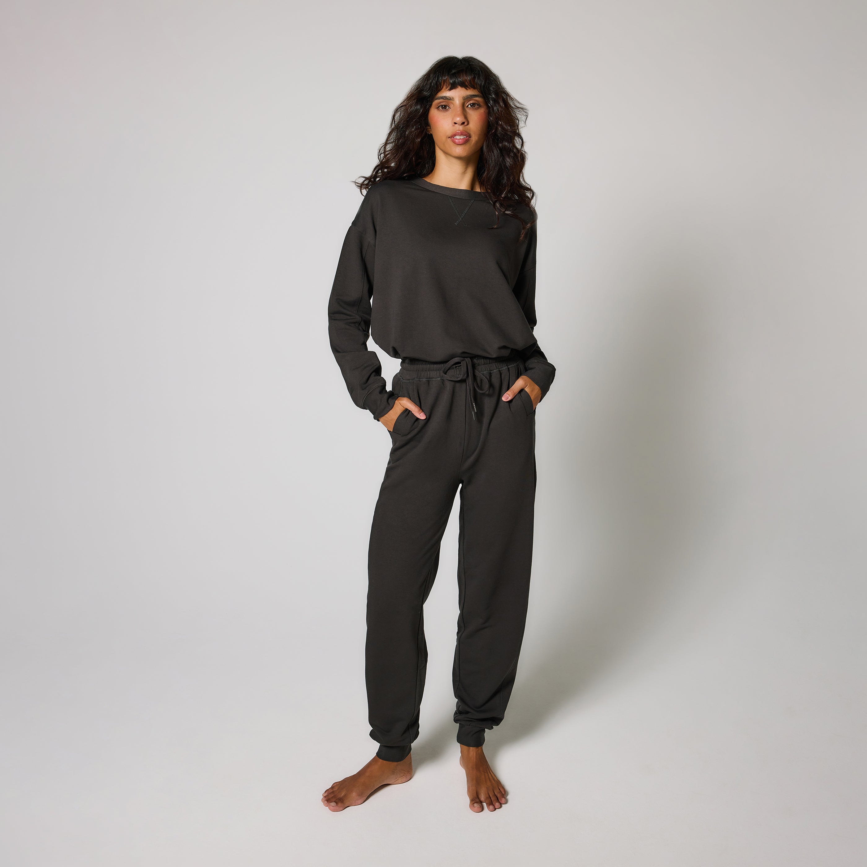 Luxus Lounge Jogginghose Curvy - Black Coffee