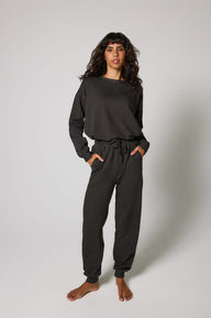 Luxus Lounge Jogginghose Curvy - Black Coffee