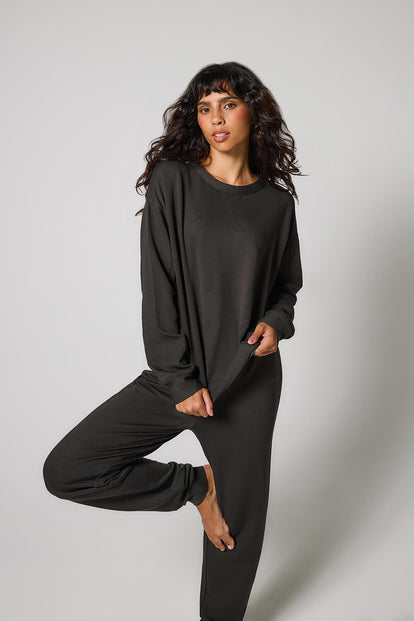 Luxus Lounge Sweatshirt Curvy - Black Coffee