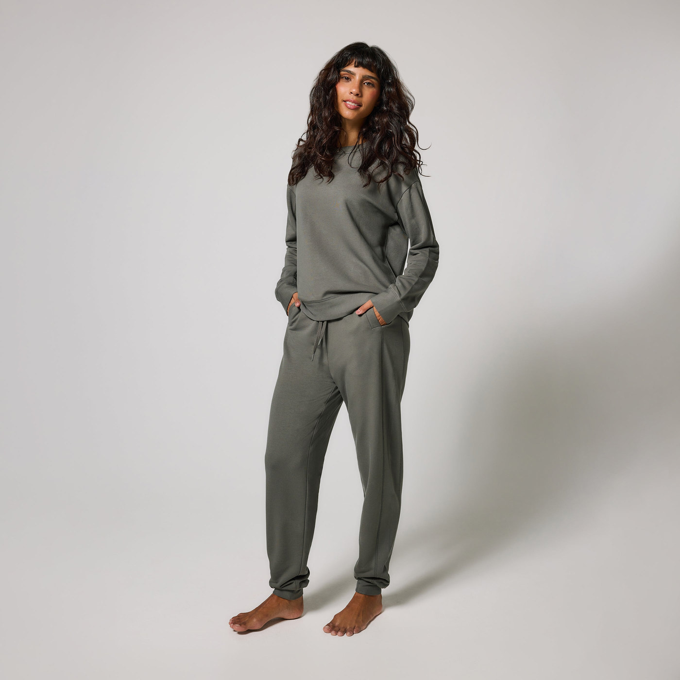 Luxus Lounge Jogginghose Curvy - Slate Green