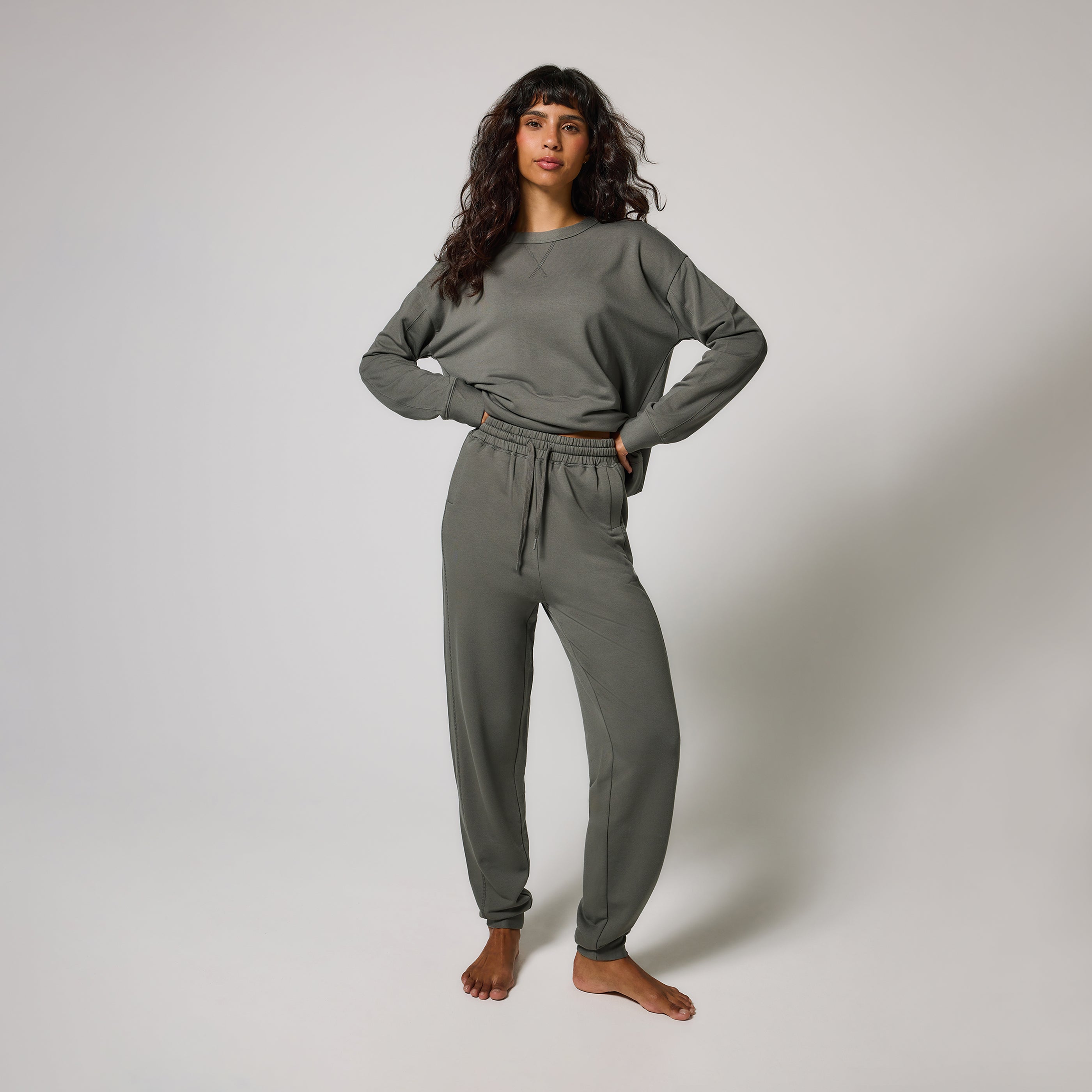 Luxus Lounge Jogginghose Curvy - Slate Green