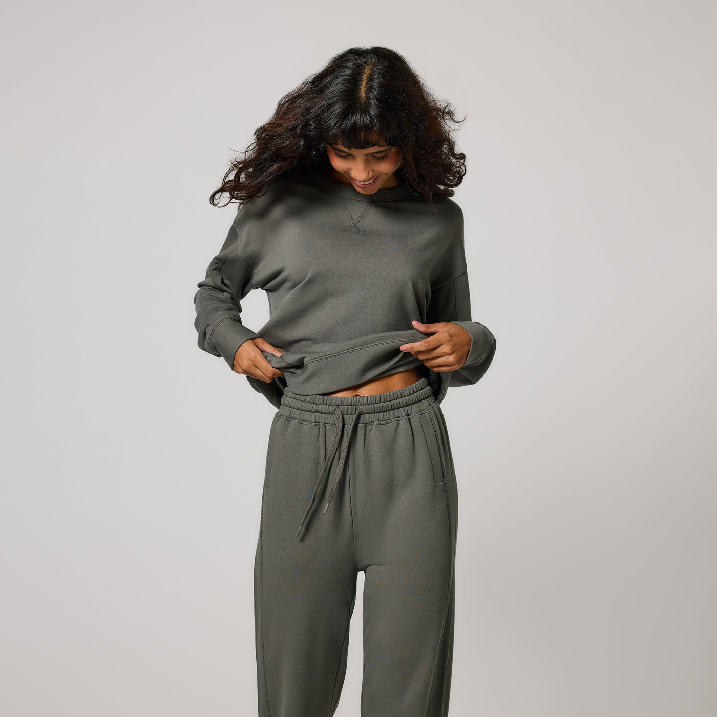 Luxus Lounge Jogginghose Curvy - Slate Green