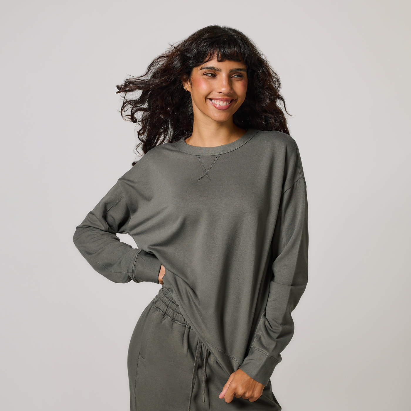 Luxus Lounge Sweatshirt Curvy - Slate Green