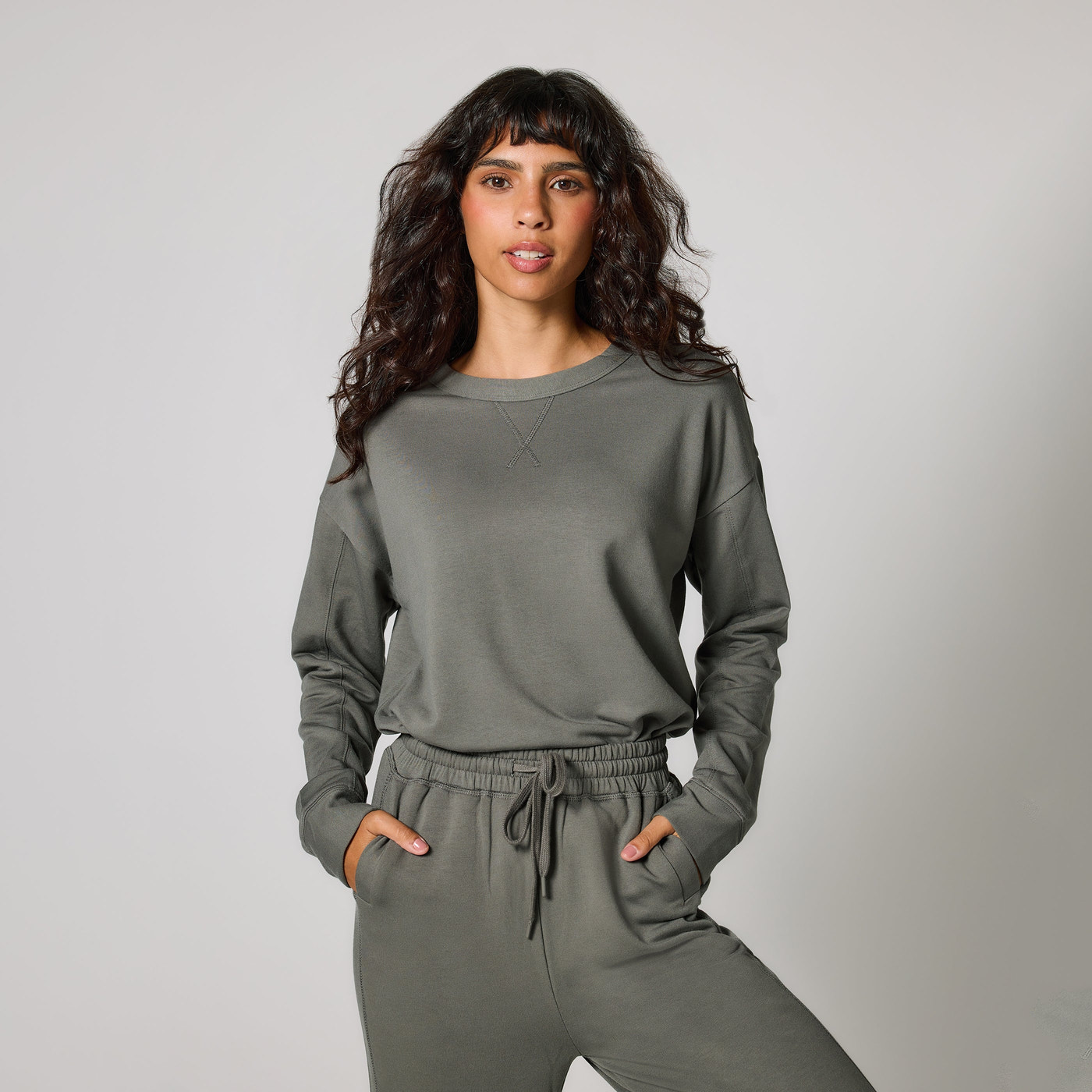 Luxus Lounge Sweatshirt Curvy - Slate Green