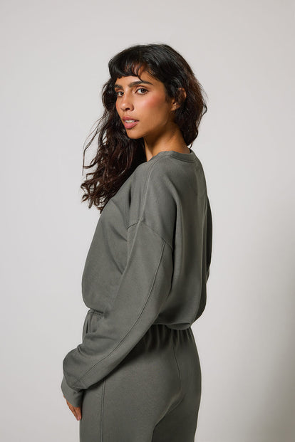 Luxus Lounge Sweatshirt Curvy - Slate Green