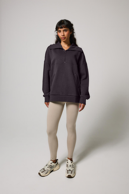 ALL SZN Übergröße 1/4 Zip Bio-Sweatshirt - Shadow Grey