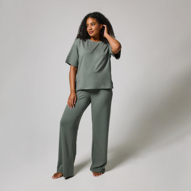 Soft Touch Lounge Set Mit Weitem Bein - Salbeigrünes